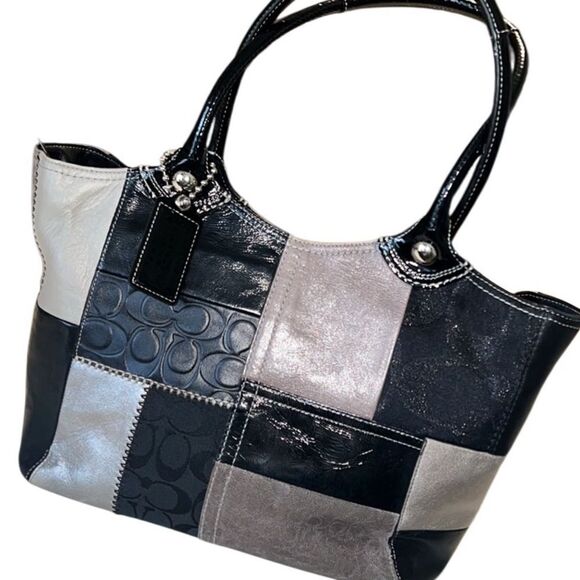 Coach Bleeker Gray and Black Patchwork Women's Bag F14045 with Coach Box - Picture 1 of 16